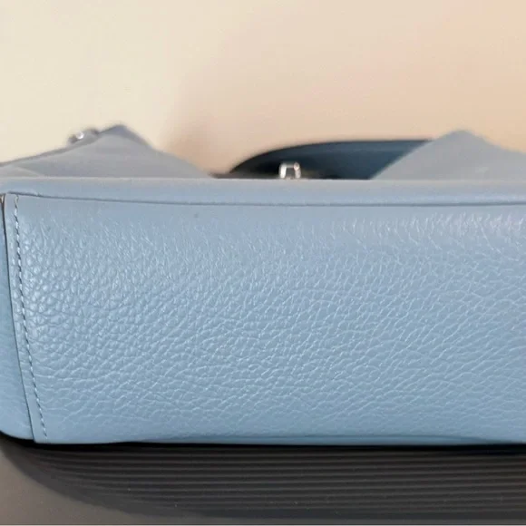 Coach SMALL Blue Pebbled Leather Shoulder Bag - Picture 3 of 6